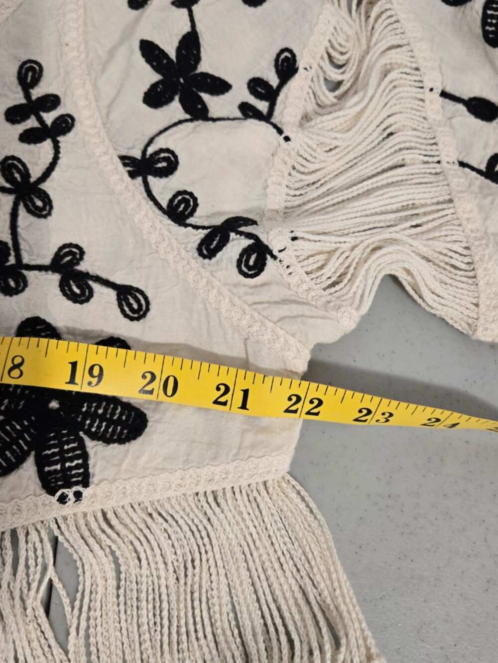 Oliver/ Anthropologie Crochet Lace with Black embroidery tunic large Boho Hippie - Picture 10 of 11